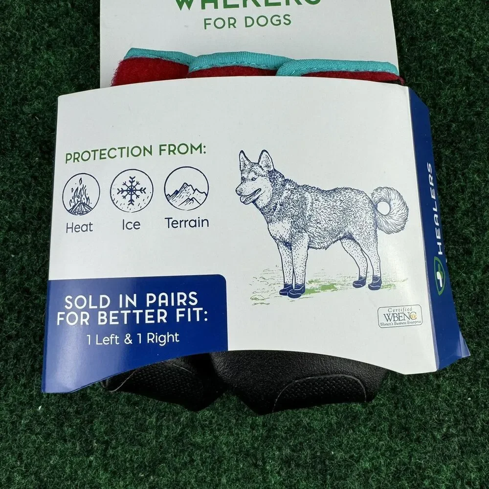 Urban Walkers Dog Boots in Red with Teal Trim